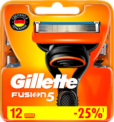 Кассеты сменные для бритья GILLETTE Fusion5, 12шт, крупный план