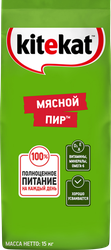 Корм сухой для кошек KITEKAT Мясной пир, полнорационный, 15кг, детальное фото