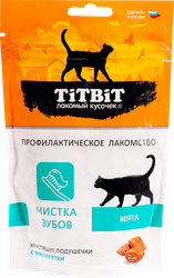 Лакомство для кошек TITBIT Хрустящие подушечки с мясом утки, для чистки зубов, 60г, фото