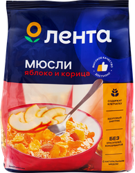 Мюсли хрустящие ЛЕНТА с яблоком и корицей в меду, 400г, фото