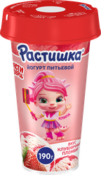 Йогурт питьевой РАСТИШКА Шейк Клубничный пломбир 2,8%, без змж, 190г, детальное фото