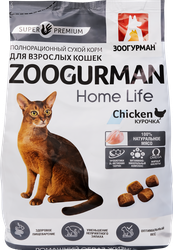 Корм сухой для взрослых кошек ЗООГУРМАН Home Life Курочка, 1,5кг, вид
