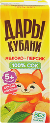 Сок ДАРЫ КУБАНИ Яблоко-персик с мякотью, с 5 месяцев, 200мл, детальное фото