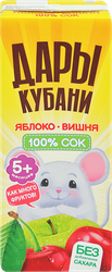 Сок ДАРЫ КУБАНИ Яблоко-вишня осветленный, с 5 месяцев, 200мл, изображение