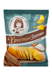 Чипсы картофельные ХРУСТЯЩИЙ КАРТОФЕЛЬ с солью, в ломтиках, 70г, картинка