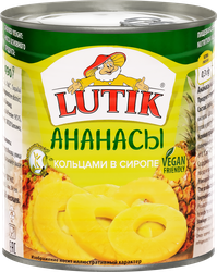 Ананасы LUTIK кольца в сиропе, 850мл, фотография