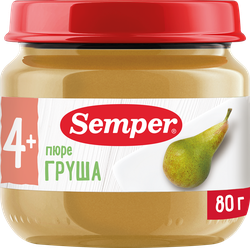 Пюре фруктовое SEMPER Груша, с 4 месяцев, 80г, картинка