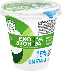 Сметана ЭКОНИВА 15%, без змж, 300г, фотография