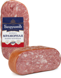 Колбаса варено-копченая БАХРУШИНЪ Мраморная, весовая, фото