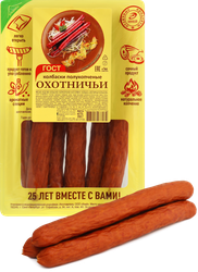 Колбаски полукопченые ИНЕЙ Охотничьи, ГОСТ, 350г, детальное фото