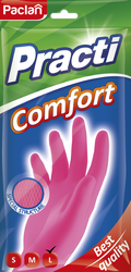 Перчатки хозяйственные PACLAN Practi Comfort резиновые, с хлопковым напылением р.L,&nbsp;розовые Арт. 407768, изображение