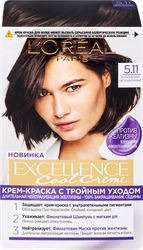 Крем-краска для волос L'OREAL Excellence Cool Creme 5.11 Ультрапепельный светло-каштановый, стойкая, 268мл