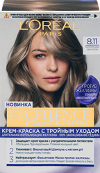 Крем-краска для волос L'OREAL Excellence Cool Creme 8.11 Ультрапепельный светло-русый, 258г, вид