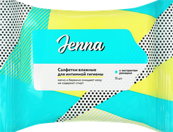 Салфетки влажные для интимной гигиены JENNA с экстрактом ромашки, 15шт, картинка