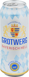 Пиво светлое GROTWERG Bayerisch Hell фильтрованное пастеризованное, 4,7%, ж/б, 0.5л, картинка