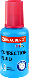 Жидкость корректирующая BRAUBERG Mix быстросохнущая, с кисточкой Арт. 229074, 20мл, крупный план