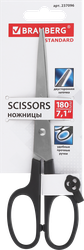 Ножницы BRAUBERG Standard 18см, черные Арт. 237096, крупный план