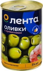 Оливки с креветками ЛЕНТА зеленые, 314мл