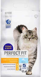 Корм сухой для взрослых кошек PERFECT FIT с лососем, при чувствительном пищеварении, 2,5кг