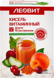 Кисель ЛЕОВИТ Витаминный форте, 10 витаминов, в пакетиках, 5х20г, крупный план