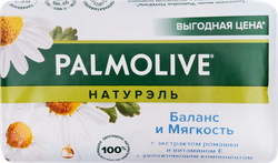 Туалетное мыло PALMOLIVE Натурэль Баланс и мягкость с экстрактом ромашки и витамином Е, 150г, изображение