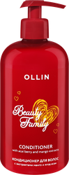 Кондиционер для волос OLLIN Beauty family с экстрактами манго и ягод асаи, 500мл, крупный план