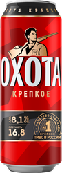 Пиво светлое ОХОТА Крепкое пастеризованное 8,1%, 0.43л, вид