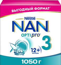 Молочко детское NAN 3 OptiPro, с 12 месяцев, 1050г, крупный план