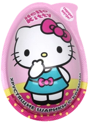 Хрустящие шарики HELLO KITTY с кремом и игрушкой, в капсуле в форме яйца, 15г