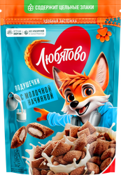 Готовый завтрак ЛЮБЯТОВО Подушечки с молочной начинкой, 220г, фотография