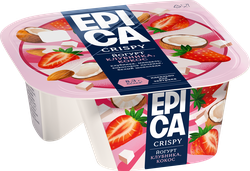 Йогурт EPICA Crispy с клубникой и кокосом 7,3%, без змж, 138г, изображение