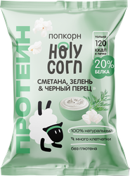 Попкорн протеиновый HOLY CORN Сметана, зелень&черный перец, 30г, детальное фото