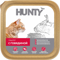 Корм консервированный для взрослых кошек HUNTY паштет с говядиной, 100г, изображение