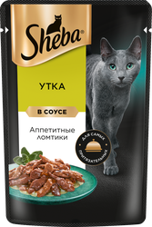 Корм консервированный для взрослых кошек SHEBA ломтики в соусе с уткой, 75г, изображение