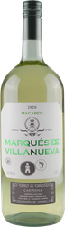 Вино MARQUES DE VILLANUEVA Макабео Кариньена ординарное сортовое белое сухое, 1.5л, крупный план