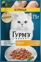 Корм влажный для взрослых кошек ГУРМЭ Перл Курица в соусе, 75г, вид
