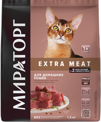 Корм сухой для взрослых кошек МИРАТОРГ Black Angus с говядиной, старше 1 года, 1,2кг, картинка