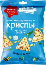 Чипсы цельнозерновые рисово-кукурузные HAPPY CRISP Сметана и лук, 50г