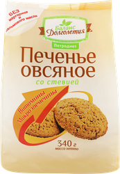 Печенье овсяное БАЛАНС ДОЛГОЛЕТИЯ с витаминно-минеральным комплексом, на стевии, 340г, детальное фото