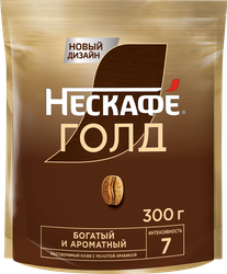 Кофе растворимый НЕСКАФЕ Голд, сублимированный, с добавлением жареного молотого, 300г, детальное фото