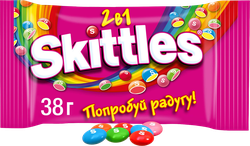 Драже SKITTLES 2в1 в сахарной глазури, 38г, картинка