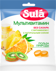 Карамель леденцовая SULA Мультивитамин, без сахара, 60г, детальное фото