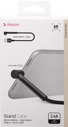 Дата-кабель DEPPA Stand USB – micro USB, подставка, алюминий, 1м, черный, детальное фото