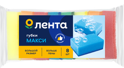 Губки для посуды ЛЕНТА Макси, 10х7х3см, 8шт, изображение