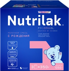 Смесь молочная NUTRILAK Premium 1 адаптированная, с 0 месяцев, 3х350г