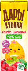 Сок фруктово-ягодный ДАРЫ КУБАНИ Яблоко и шиповник, с 5 месяцев, 200мл, крупный план
