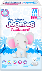 Подгузники JOONIES Premium Soft M 6–11кг, 58шт, картинка