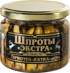 Шпроты ВКУСНЫЕ КОНСЕРВЫ в масле, Экстра, 270г, крупный план