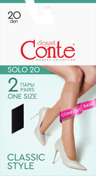 Гольфы женские CONTE Elegant Solo 20 den nero, 2пары, картинка