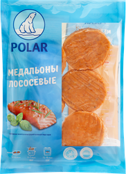 Медальоны замороженные POLAR из фарша лососевых пород, 300г, крупный план